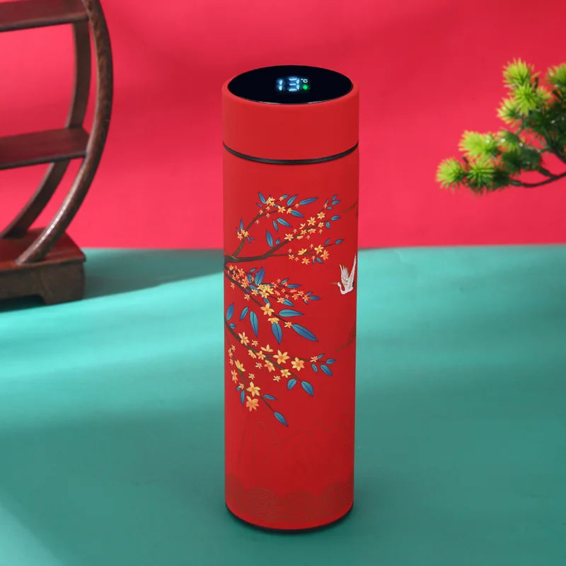 Vacuum Flask With Temperature Display Retro Smart Insulated Water Bottles 304 Stainless Steel Thermal Cu Travel