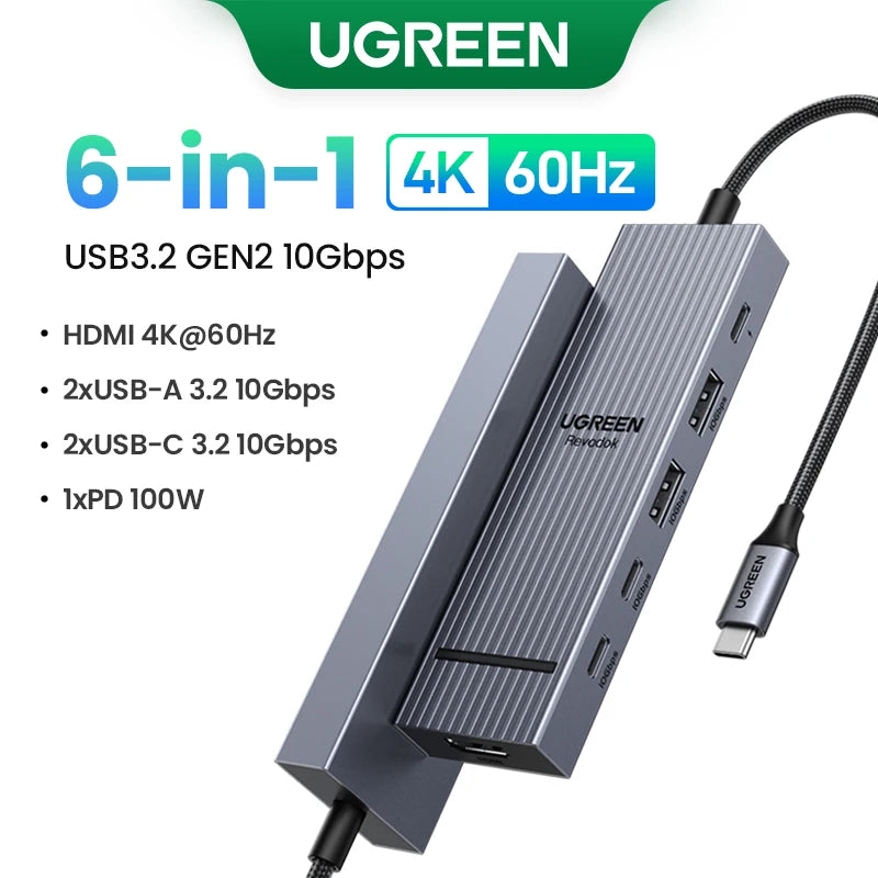 USB C HUB 10Gbps 4K60Hz HDMI USB3.2 PD100W USB Splitter for Laptop Macbook Pro Air iPad Phone Android Docking Station