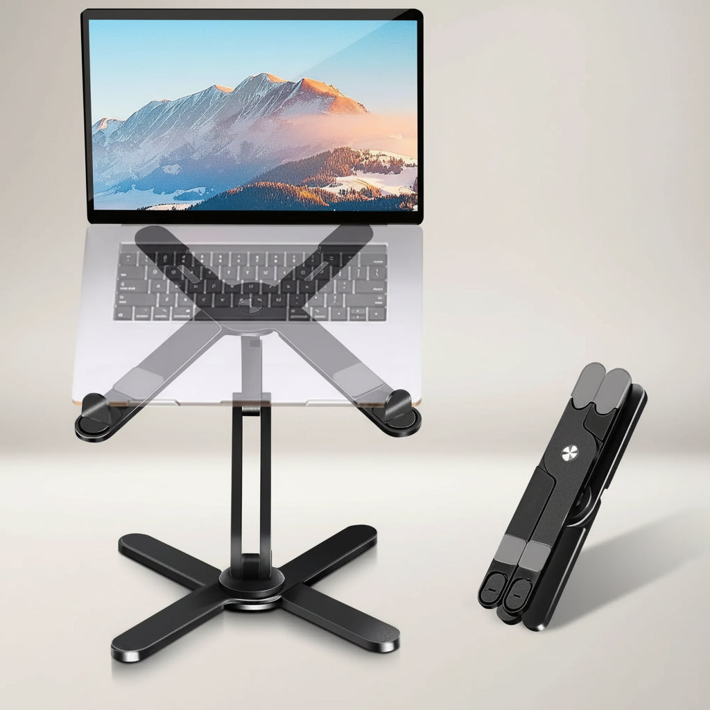 Foldable Laptop Stand 360°Rotation Notebook Table Adjustable Aluminum Alloy Holder Portable X Type Bracket for 10-17 inch Laptop
