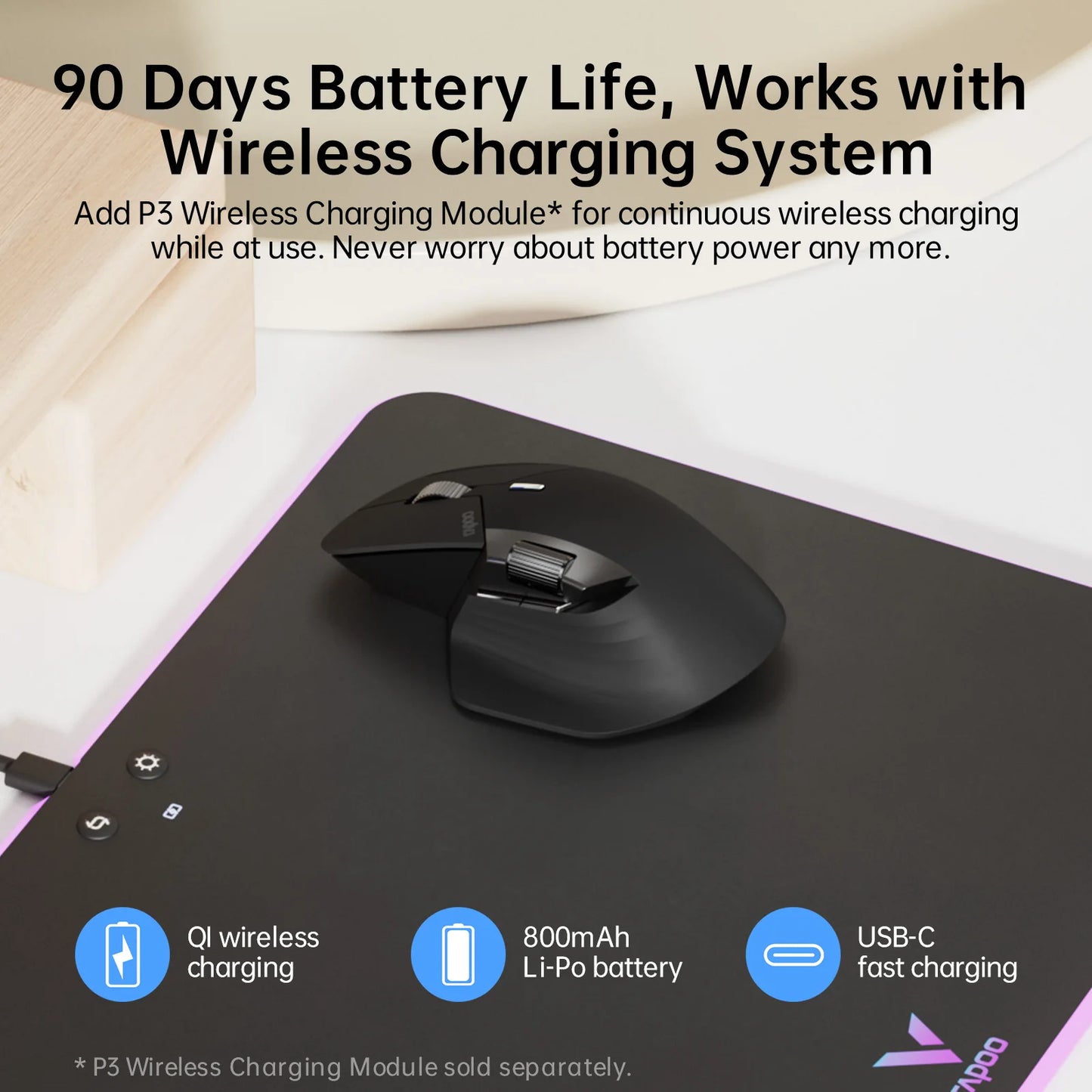 MT760/MT760Mini Multi-mode Rechargeable Wireless Bluetooth Mouse Ergonomic 4000 DPI Support Up to 4 Devices Office Mice