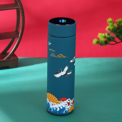 Vacuum Flask With Temperature Display Retro Smart Insulated Water Bottles 304 Stainless Steel Thermal Cu Travel