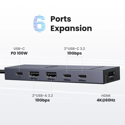 USB C HUB 10Gbps 4K60Hz HDMI USB3.2 PD100W USB Splitter for Laptop Macbook Pro Air iPad Phone Android Docking Station