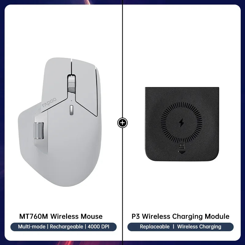 MT760/MT760Mini Multi-mode Rechargeable Wireless Bluetooth Mouse Ergonomic 4000 DPI Support Up to 4 Devices Office Mice