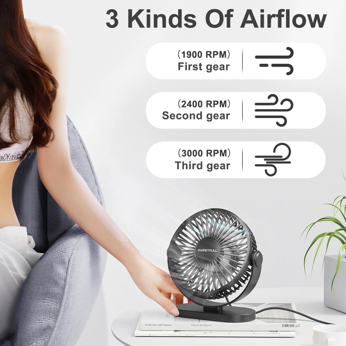 USB Fan 선풍기 Portable Desktop Wall Mounted Mini Electric Fan Mute 3 Speed Adjustment Air Circulator For Home Desk Office