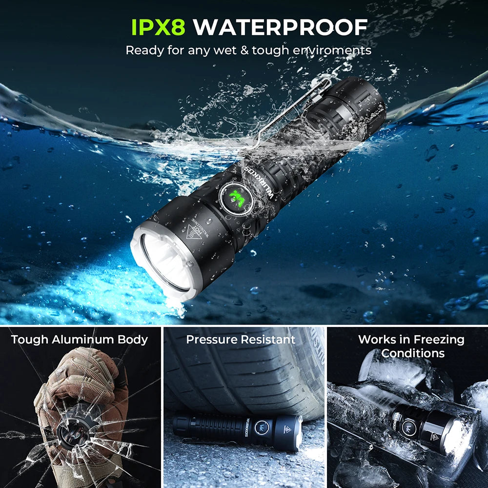 TS28 EDC Flashlight 3200 LM Rechargeable 21700 Battery 506m Beam Distance Magnetic Tail Cap Self-Defense Flashlight