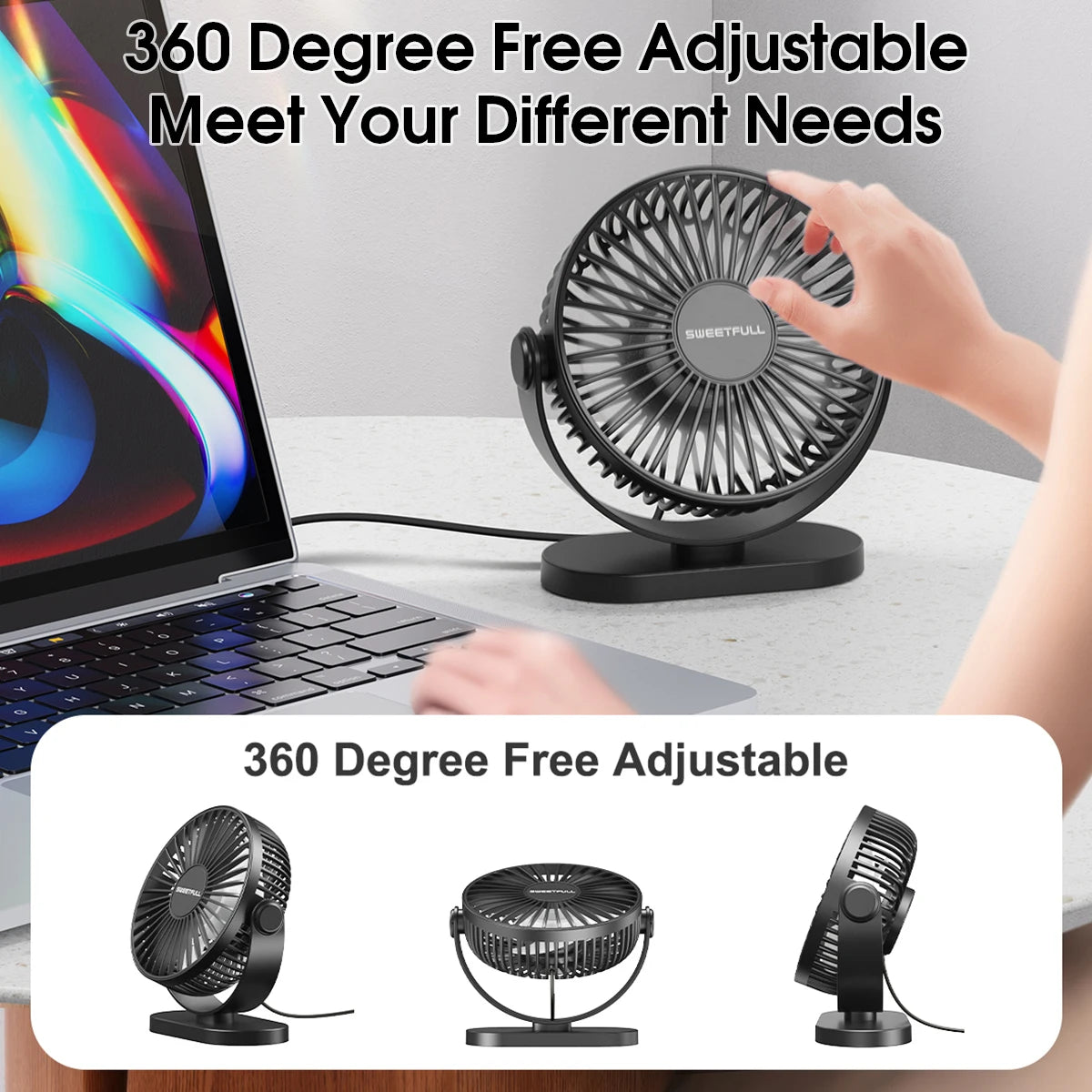 USB Fan 선풍기 Portable Desktop Wall Mounted Mini Electric Fan Mute 3 Speed Adjustment Air Circulator For Home Desk Office