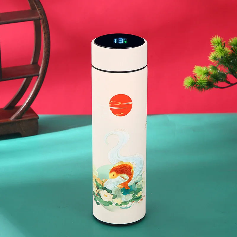 Vacuum Flask With Temperature Display Retro Smart Insulated Water Bottles 304 Stainless Steel Thermal Cu Travel