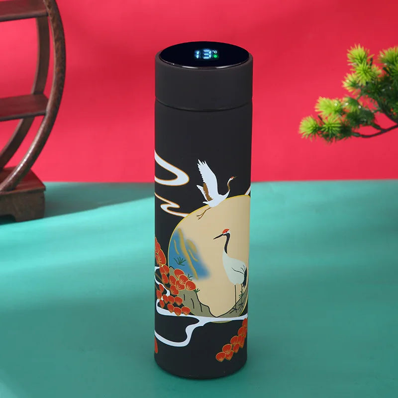Vacuum Flask With Temperature Display Retro Smart Insulated Water Bottles 304 Stainless Steel Thermal Cu Travel