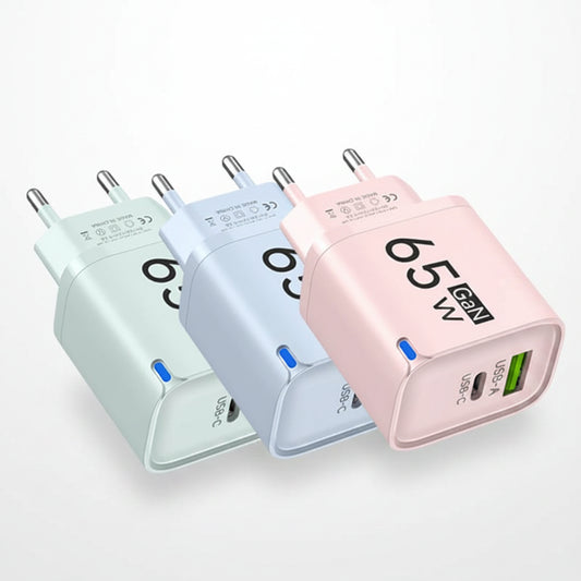 GaN 65W USB Charger USB Type C Fast Charging Mobile Phone Power Adapter QC3.0 Travel Charger EU/US/UK For iPhone Samsung Xiaomi