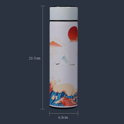 Vacuum Flask With Temperature Display Retro Smart Insulated Water Bottles 304 Stainless Steel Thermal Cu Travel
