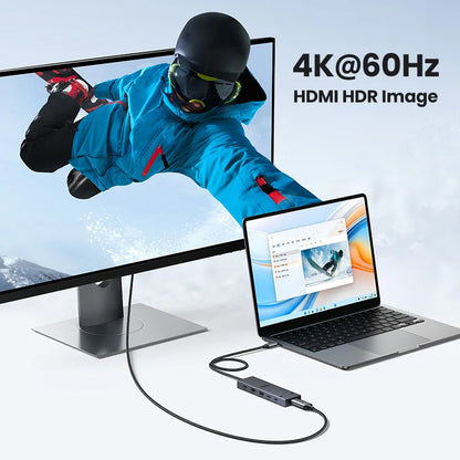 USB C HUB 10Gbps 4K60Hz HDMI USB3.2 PD100W USB Splitter for Laptop Macbook Pro Air iPad Phone Android Docking Station