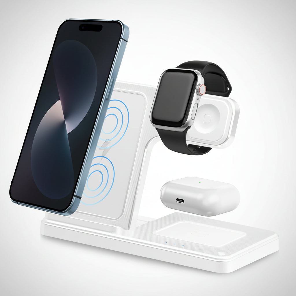3 In 1 Magnetic Wireless Charger Stand 15W Fast Charging Dock Station Multiple Devices for iPhone 15 14 13 8 Apple Watch Airpods