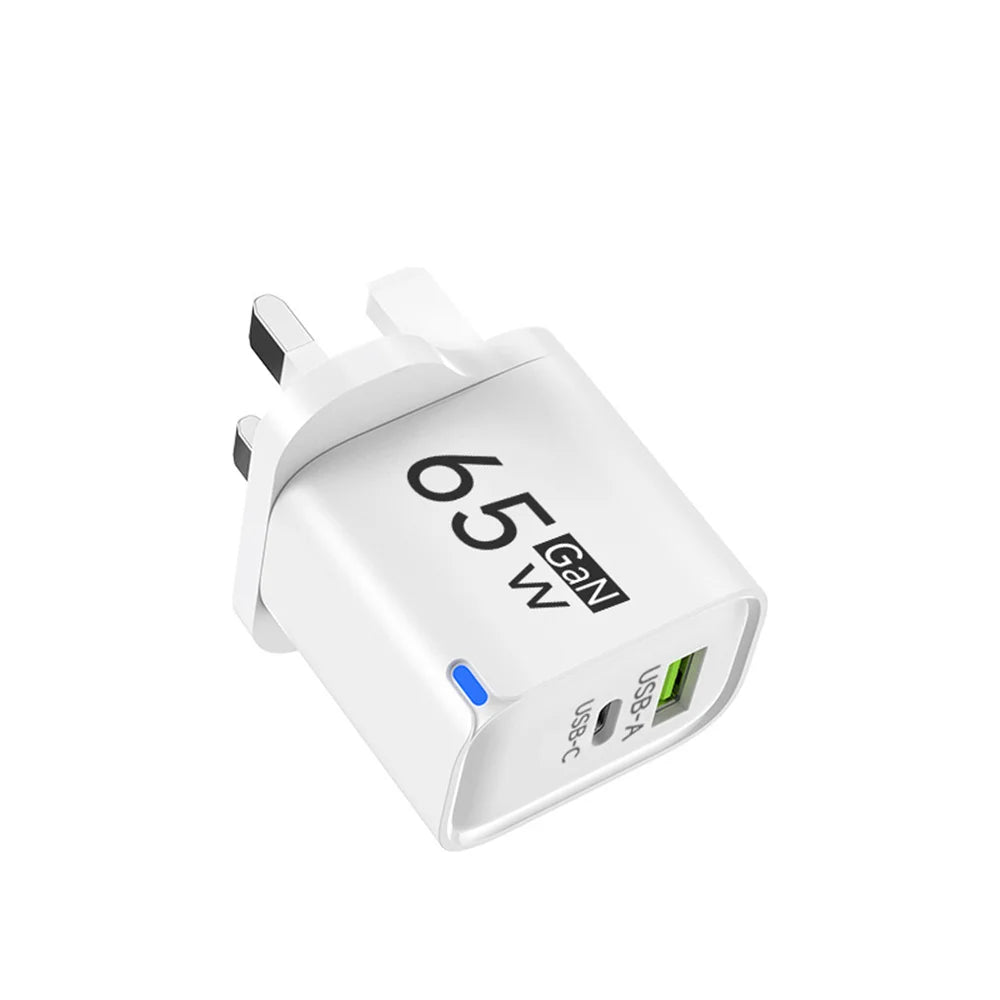 GaN 65W USB Charger USB Type C Fast Charging Mobile Phone Power Adapter QC3.0 Travel Charger EU/US/UK For iPhone Samsung Xiaomi