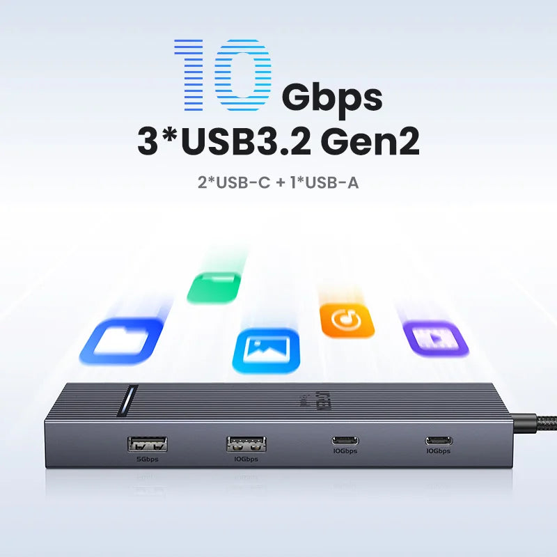 USB C HUB 10Gbps 4K60Hz HDMI USB3.2 PD100W USB Splitter for Laptop Macbook Pro Air iPad Phone Android Docking Station