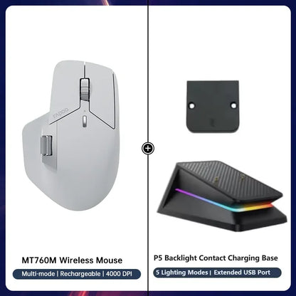 MT760/MT760Mini Multi-mode Rechargeable Wireless Bluetooth Mouse Ergonomic 4000 DPI Support Up to 4 Devices Office Mice