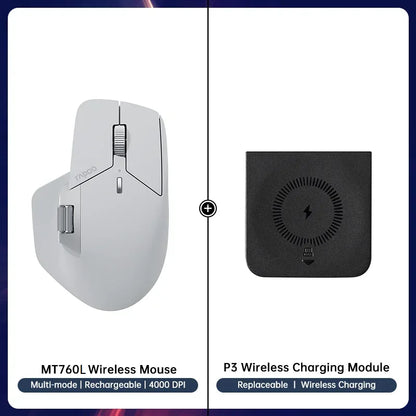 MT760/MT760Mini Multi-mode Rechargeable Wireless Bluetooth Mouse Ergonomic 4000 DPI Support Up to 4 Devices Office Mice