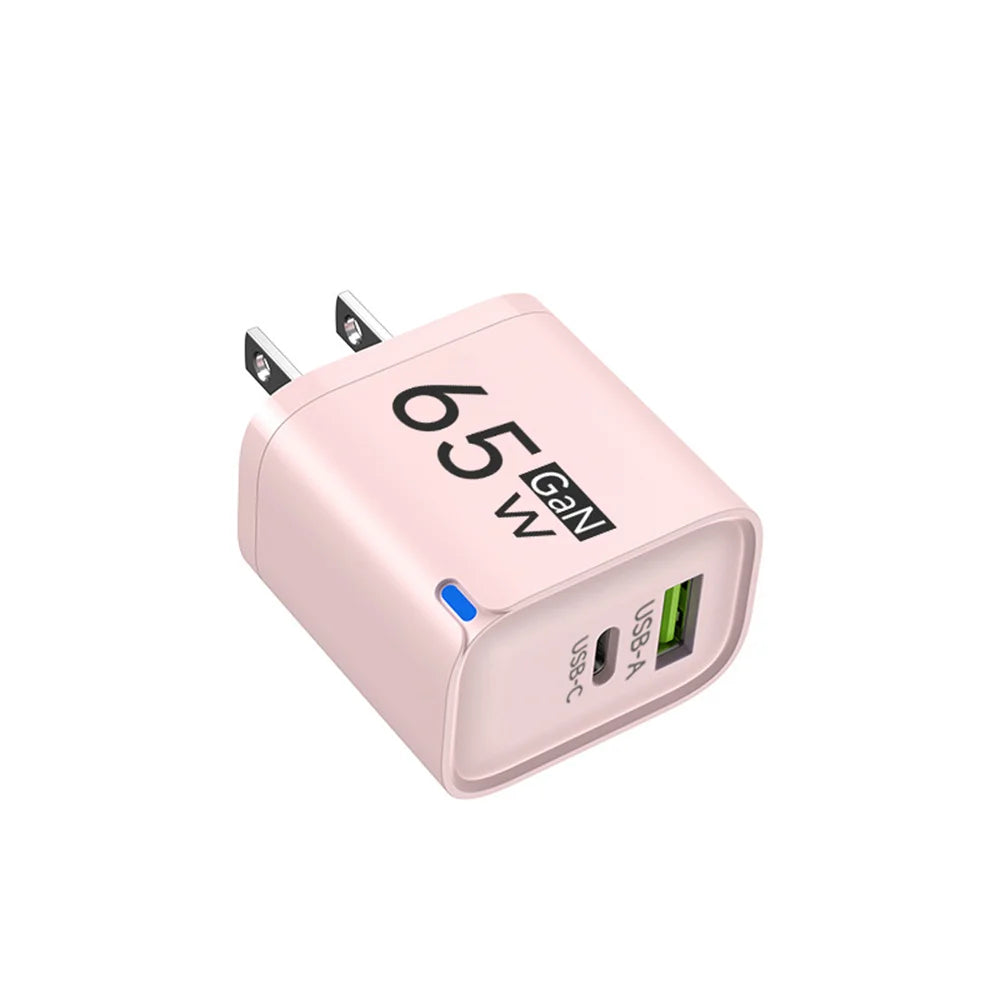 GaN 65W USB Charger USB Type C Fast Charging Mobile Phone Power Adapter QC3.0 Travel Charger EU/US/UK For iPhone Samsung Xiaomi