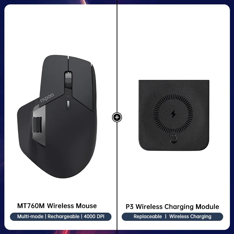 MT760/MT760Mini Multi-mode Rechargeable Wireless Bluetooth Mouse Ergonomic 4000 DPI Support Up to 4 Devices Office Mice