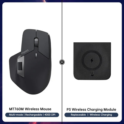 MT760/MT760Mini Multi-mode Rechargeable Wireless Bluetooth Mouse Ergonomic 4000 DPI Support Up to 4 Devices Office Mice