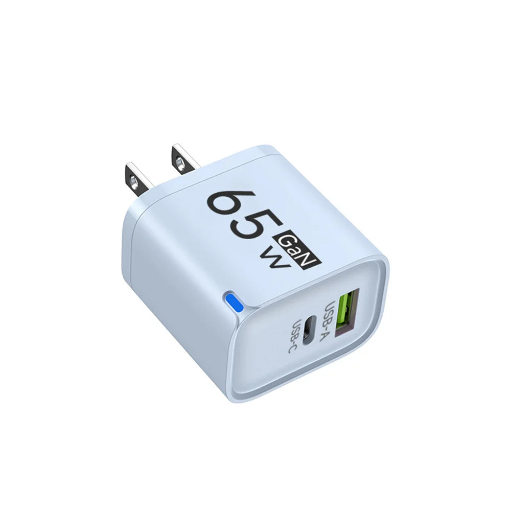 GaN 65W USB Charger USB Type C Fast Charging Mobile Phone Power Adapter QC3.0 Travel Charger EU/US/UK For iPhone Samsung Xiaomi