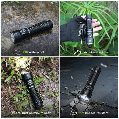 TS28 EDC Flashlight 3200 LM Rechargeable 21700 Battery 506m Beam Distance Magnetic Tail Cap Self-Defense Flashlight